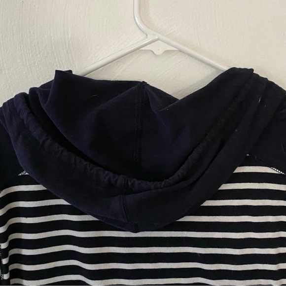 Bay pointe Shirt Size XL Womens Top long Sleeve Strip Print Draw String Hoodie - Picture 8 of 9